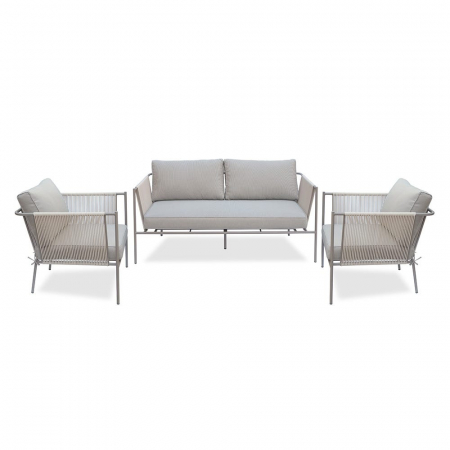 Seturi Exterior - Set mobilier VIENNA bej-gri cu frânghie textilă și perne exterior