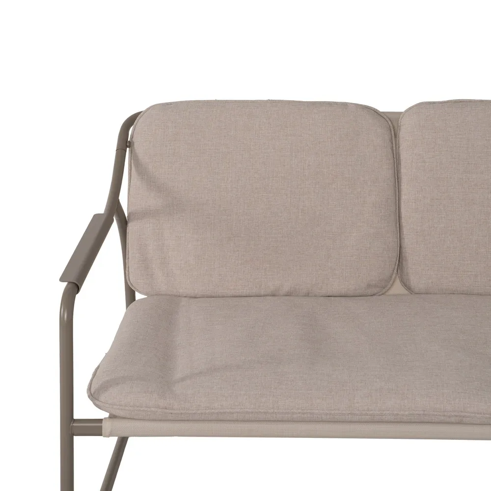 Set mobilier exterior cu structură din oțel, blat de sticlă și perne bej din olefină pentru grădină, terasă sau lounge outdoor [6]
