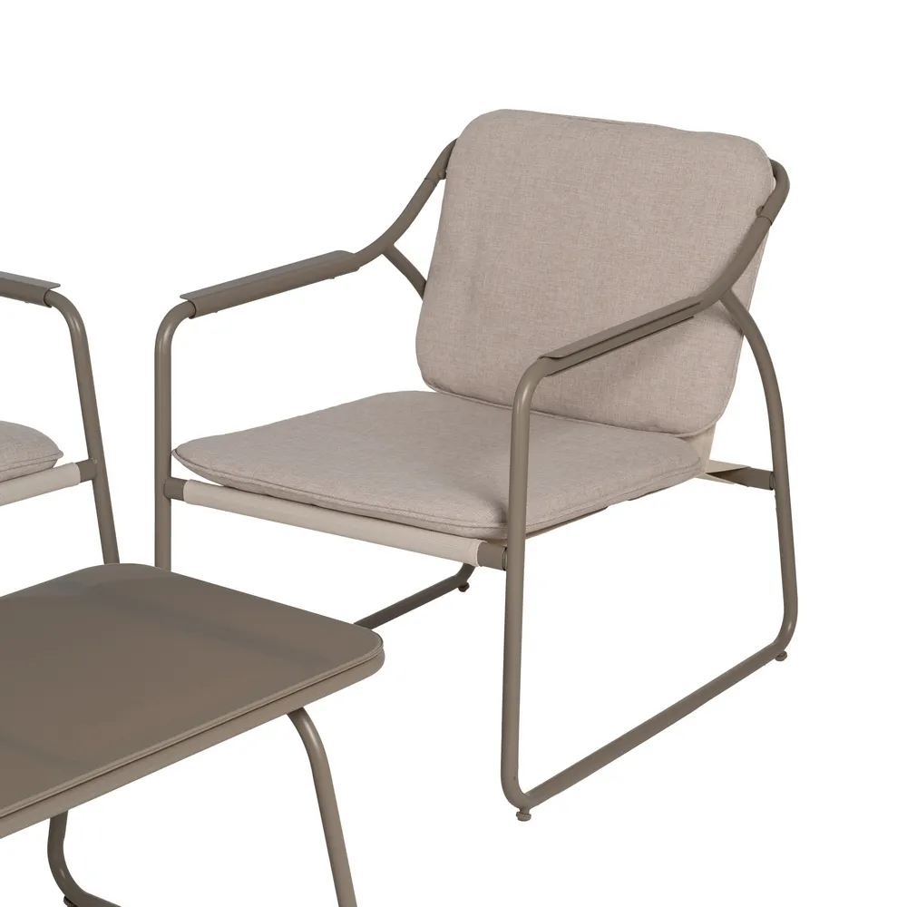 Set mobilier exterior cu structură din oțel, blat de sticlă și perne bej din olefină pentru grădină, terasă sau lounge outdoor [5]