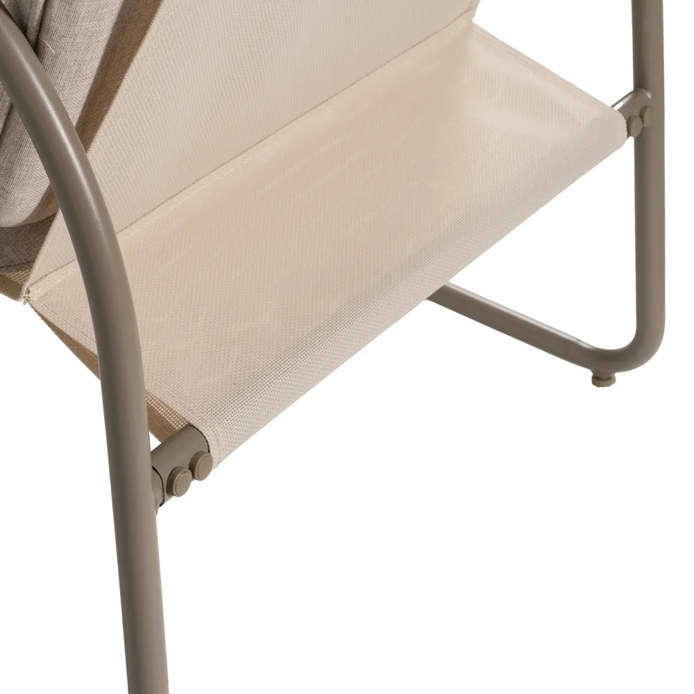 Set mobilier exterior cu structură din oțel, blat de sticlă și perne bej din olefină pentru grădină, terasă sau lounge outdoor [10]