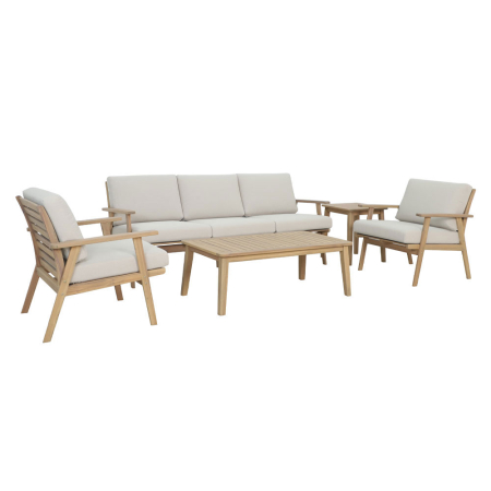 Mobilier Gradina - Set mobilier grădină din lemn de acacia natural cu perne bej deschis ETOILE