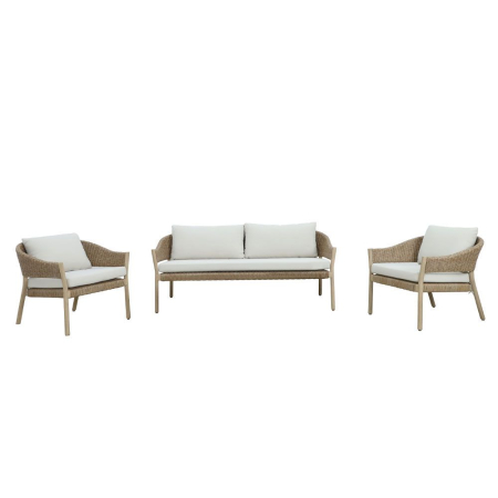 Mobilier Gradina - Set mobilier grădină din lemn de eucalipt și ratan natural cu perne bej SUMATRA