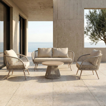 Mobilier - Set mobilier grădină exterior HoReCa cu canapea, fotolii și masă cu blat din lemn compozit