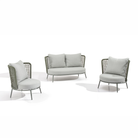 Mobilier Gradina in Stil Mediteranean - Set mobilier terasă din ratan sintetic verde olive POLO