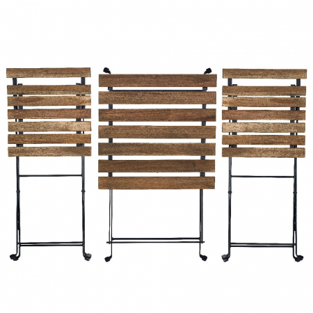 Masă și scaune pliabile Sirio – metal negru + lemn acacia, set balcon [3]