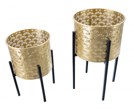 Set Suporturi flori Glissy, metal, auriu/negru [2]