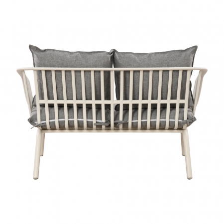 Set mobilier bej-gri – structură rășină fibră, perne impermeabile, masă ovală [9]