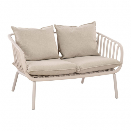 Set exterior bej – rășină cu fibră sticlă, perne UV și masă ovală [5]