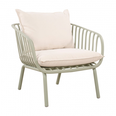 Set mobilier verde salvie + bej – rășină fibră sticlă, perne UV, masă ovală [2]