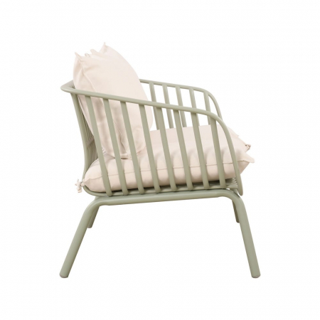 Set mobilier verde salvie + bej – rășină fibră sticlă, perne UV, masă ovală [9]
