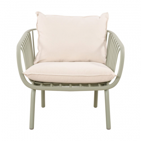 Set mobilier verde salvie + bej – rășină fibră sticlă, perne UV, masă ovală [4]