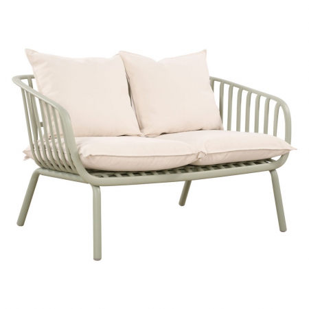 Set mobilier verde salvie + bej – rășină fibră sticlă, perne UV, masă ovală [7]
