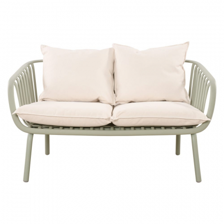 Set mobilier verde salvie + bej – rășină fibră sticlă, perne UV, masă ovală [8]