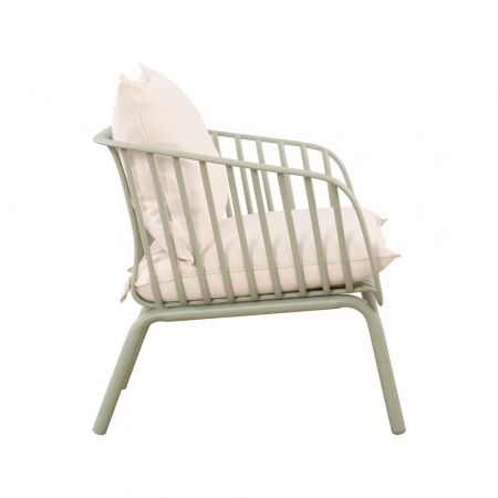 Set mobilier verde salvie + bej – rășină fibră sticlă, perne UV, masă ovală [5]