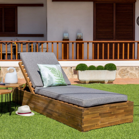 sezlong NORAH lemn acacia – spătar reglabil, exterior natural [1]