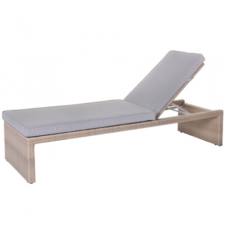 Sezlonguri - sezlong MARLENE ratan taupe cu saltea impermeabila – terasa piscina spa