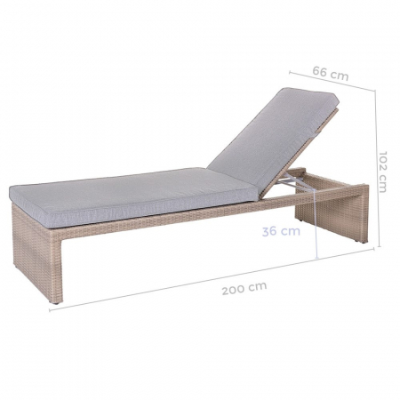 sezlong MARLENE ratan taupe cu saltea impermeabila – terasa piscina spa [2]