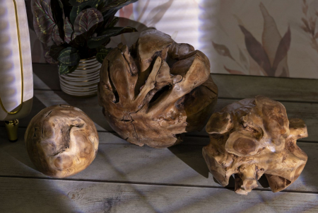 Sferă decorativă din lemn de tec reciclat [8]