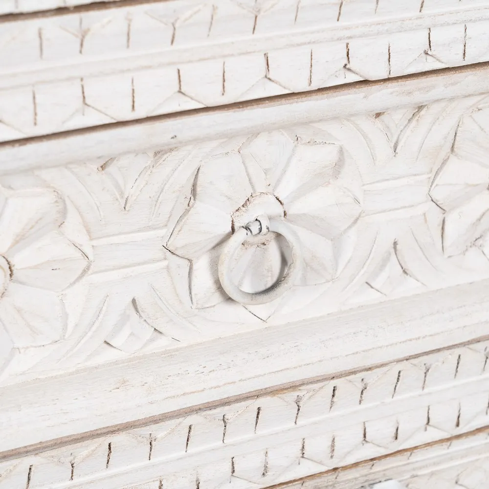 Sifonier alb vintage sculptat mango | Mobilier dormitor clasic [6]