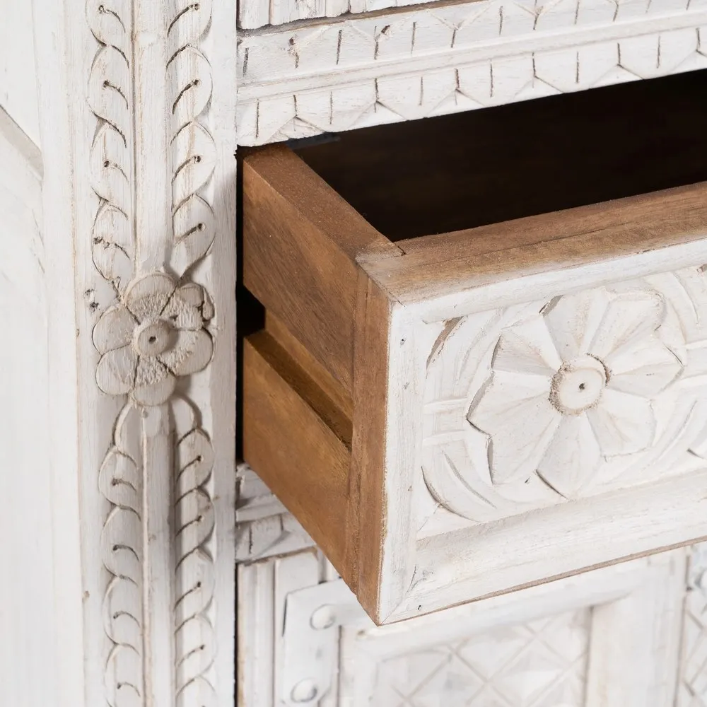 Sifonier alb vintage sculptat mango | Mobilier dormitor clasic [9]