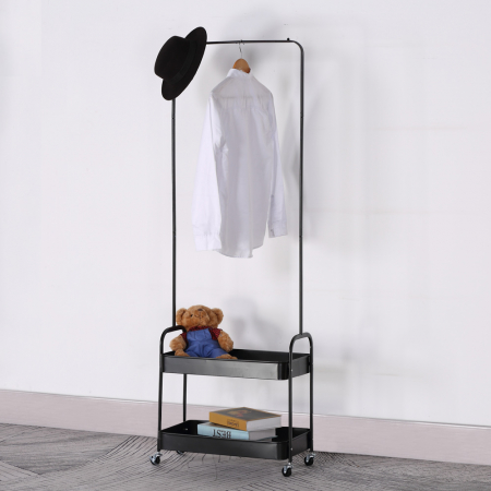 stativ haine metal negru rafturi roti Loop [1]