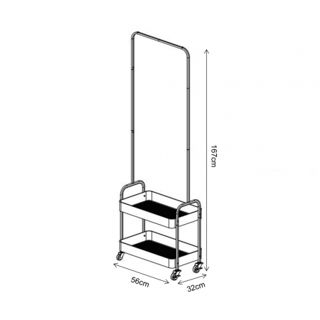 stativ haine metal negru rafturi roti Loop [4]
