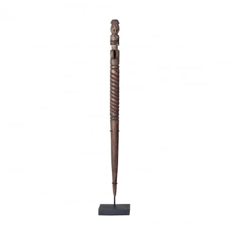 Stil de design - Statueta decorativa lemn tropical si fier|Statuete etnice expresive