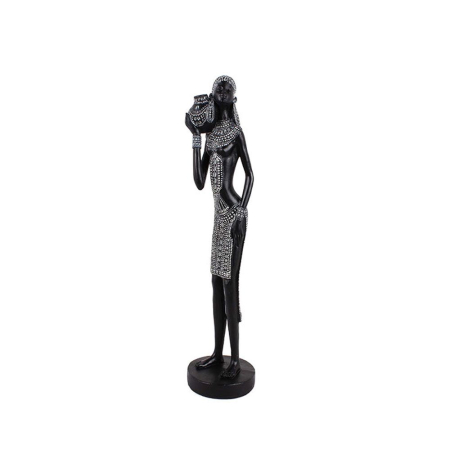 Statuete si Sculpturi - Statuetă decorativă femeie africană negru și alb din polirășină 9 x 9 x 35 cm