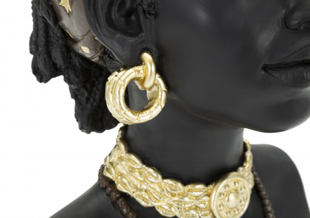 Statueta africana rasina Donna Masai, negru auriu | creativdeco.ro [5]