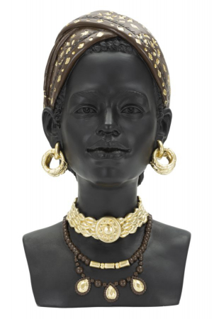 Statuete si Sculpturi - Statueta africana rasina Donna Masai, negru auriu | creativdeco.ro