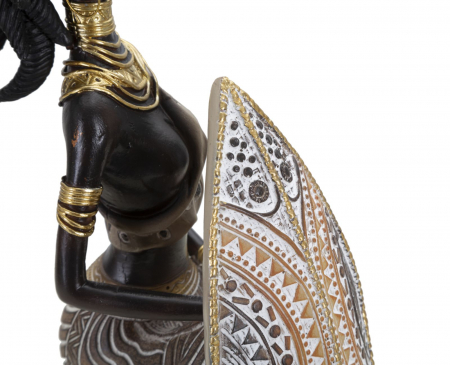 Statueta femeie africana cu scut | Arta etnica razboinica | CreativDeco.ro [3]