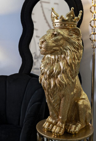 Statuetă leu auriu cu coroană decorativă [1]