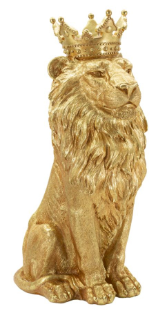 Animale - Statuetă leu auriu cu coroană decorativă