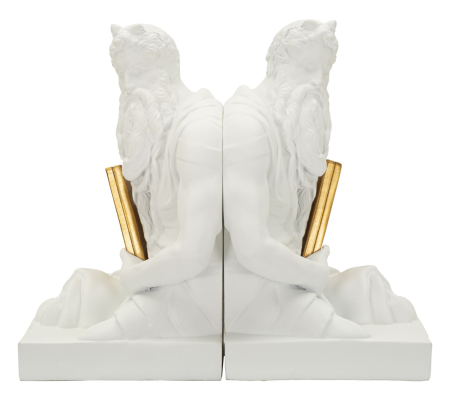 Statuete si Sculpturi - Suport carti decorativ alb cu auriu din polirasina