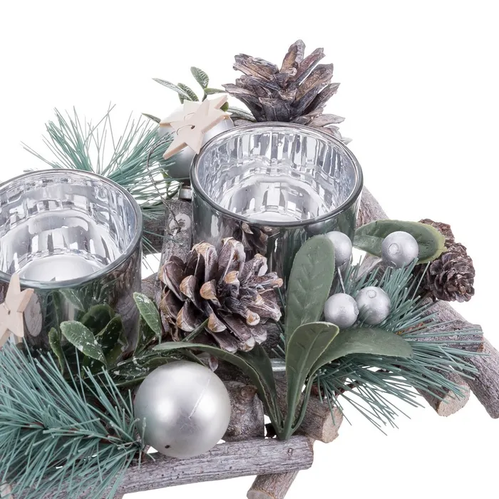 Suport lumânări central fibre naturale Crăciun|Decoruri festive elegante [1]