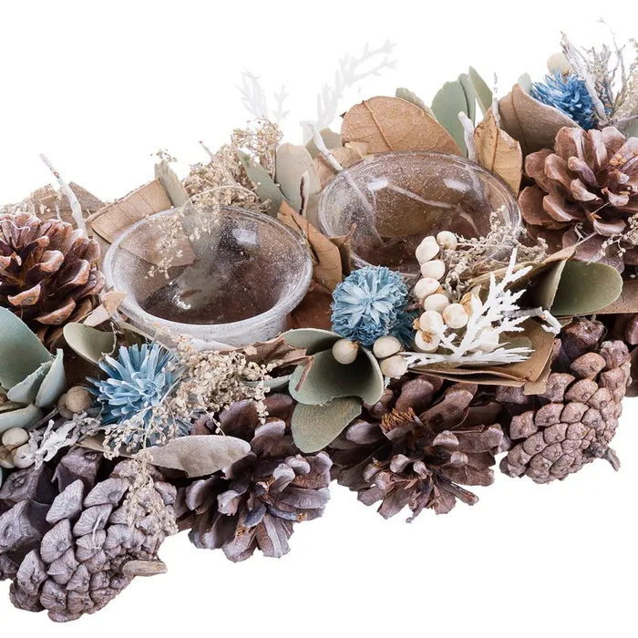 Suport lumanari CreativDeco - Decor Craciun alb albastru [1]