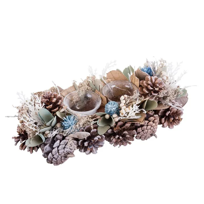 Obiecte decorative - Suport lumanari CreativDeco - Decor Craciun alb albastru