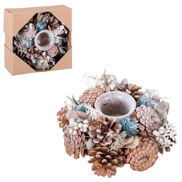 Obiecte decorative - Suport lumanari CreativDeco - Accesorii albe si albastre Craciun