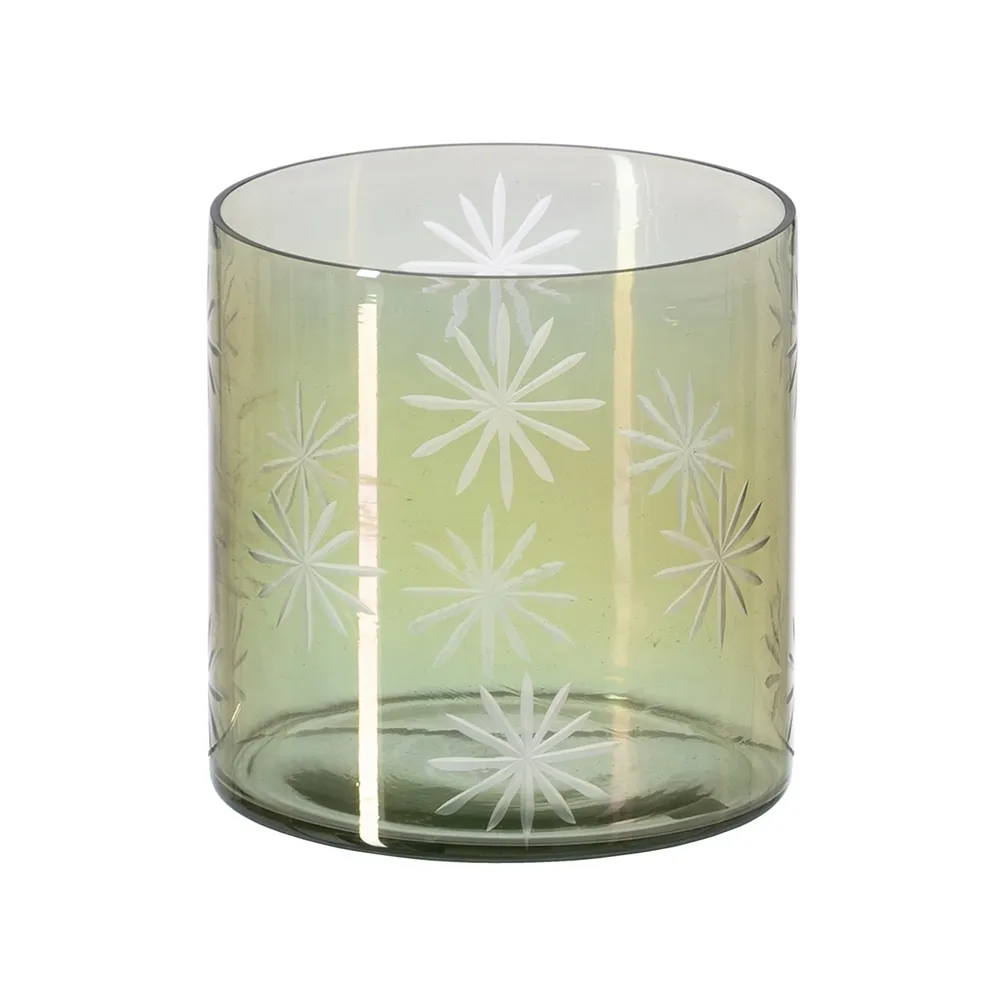 Suporturi Lumanari, Sfesnice - Suport de lumânări verde din cristal gravat|creativdeco.ro