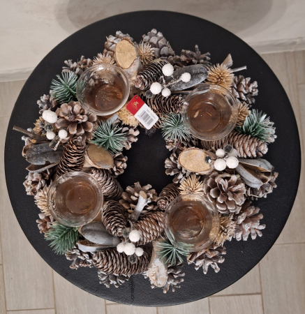 MEGA PROMOTII - Suport Lumanari Festiv CreativDeco - Decor de Craciun cu Conuri de Pin