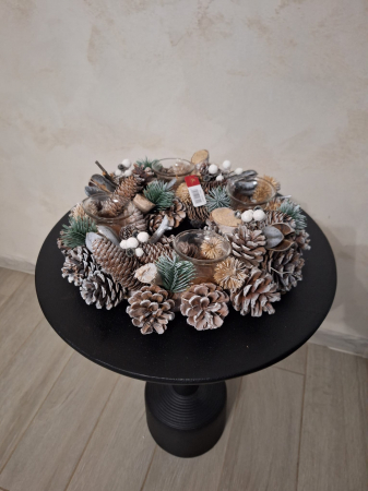 Suport Lumanari Festiv CreativDeco - Decor de Craciun cu Conuri de Pin [1]