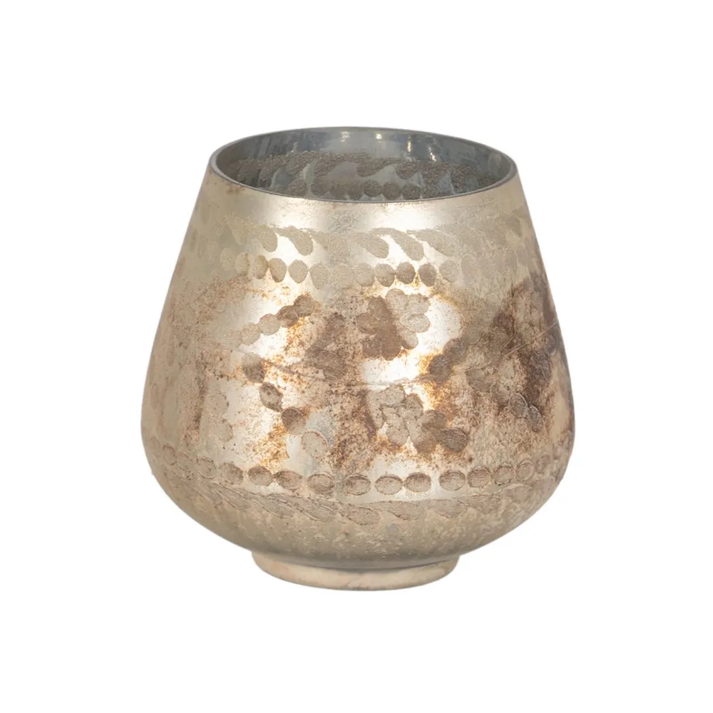 Obiecte decorative - Suport de lumânări alb perlat antichizat|creativdeco.ro
