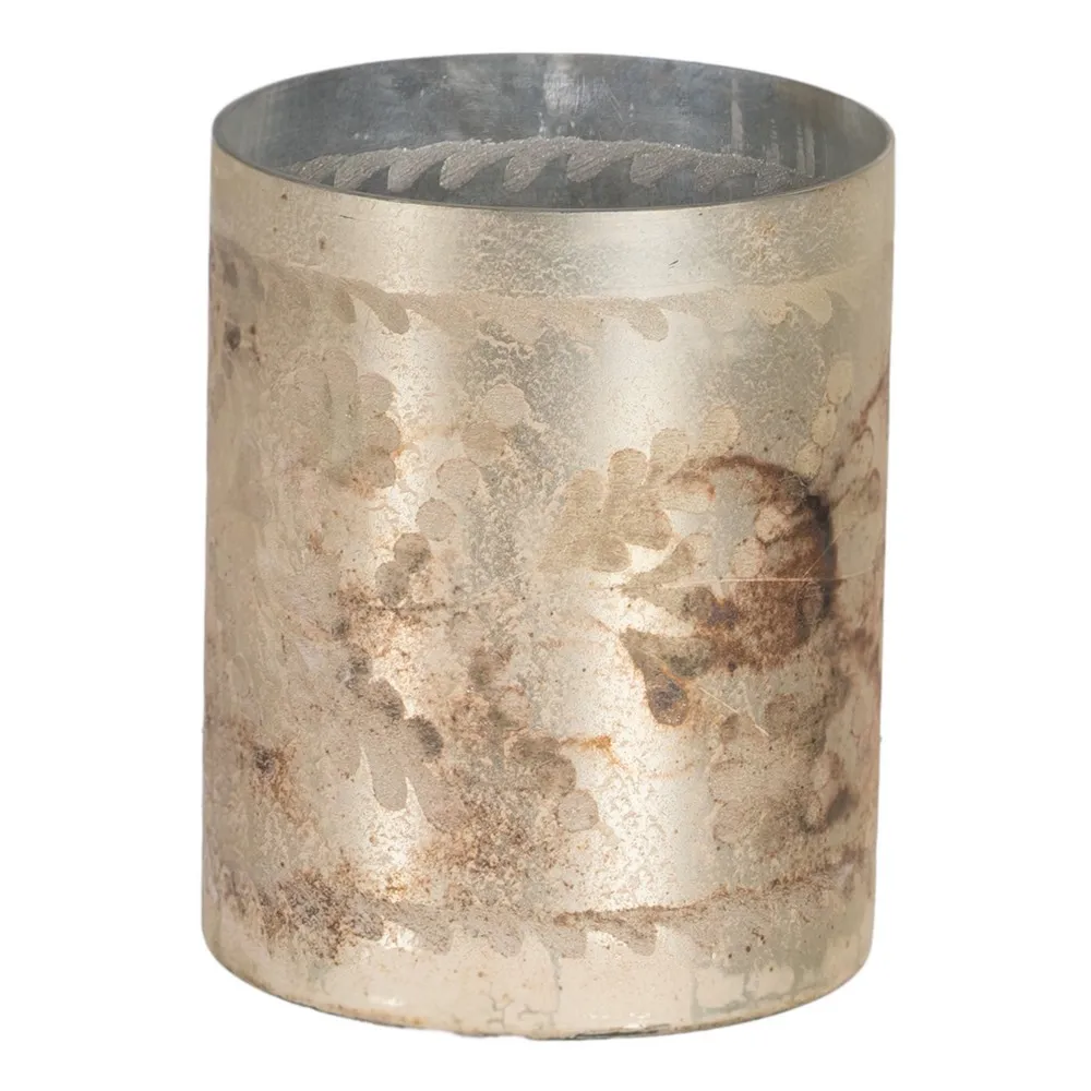 Obiecte decorative - Suport de lumânări alb perlat antichizat|creativdeco.ro