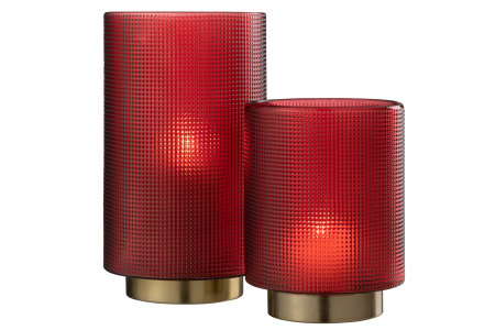 Suport lumanare rosu din sticla cu baza aurie Red | creativdeco.ro [2]