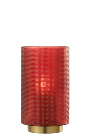 Suporturi Lumanari, Sfesnice - Suport lumanare rosu din sticla cu baza aurie Red | creativdeco.ro