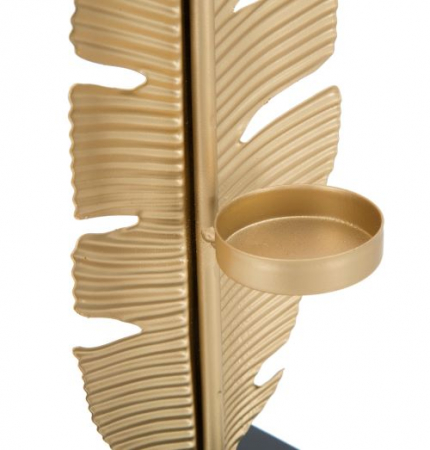 Suport lumanare Frunza, metal auriu | creativdeco [2]