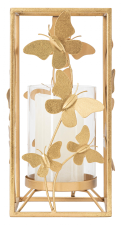 Suport lumanari auriu elegant fluturi metalici CreativDeco [3]