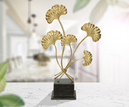 Suport lumanari Ginkgo Biloba auriu | Stil glamour CreativDeco [6]