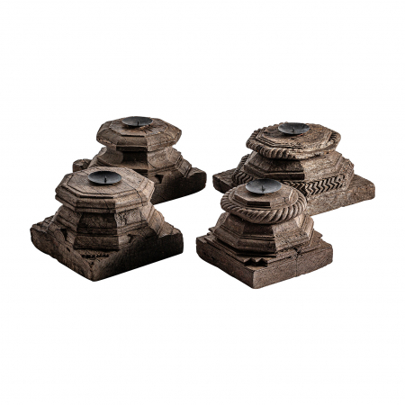 Suport lumanare etnic unicat lemn reciclat|Decor eco-friendly [1]