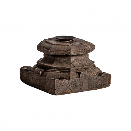 Suport lumanare etnic unicat lemn reciclat|Decor eco-friendly [5]